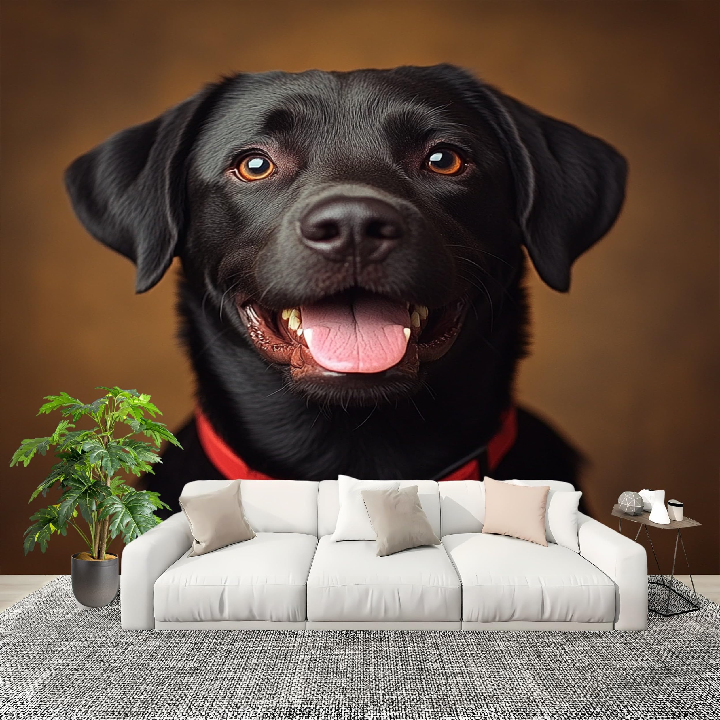 Papier peint panoramique Labrador 3D intissé lavable et facile à poser 300x210cm