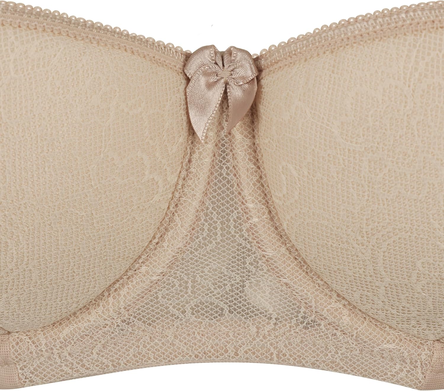 Rosme Women's Balconette Bra with Push Up Effect Plus Size Sexy Lace Demi Half Cup Bra Underwired Low Cut Mesh Bras Grand - Image 5