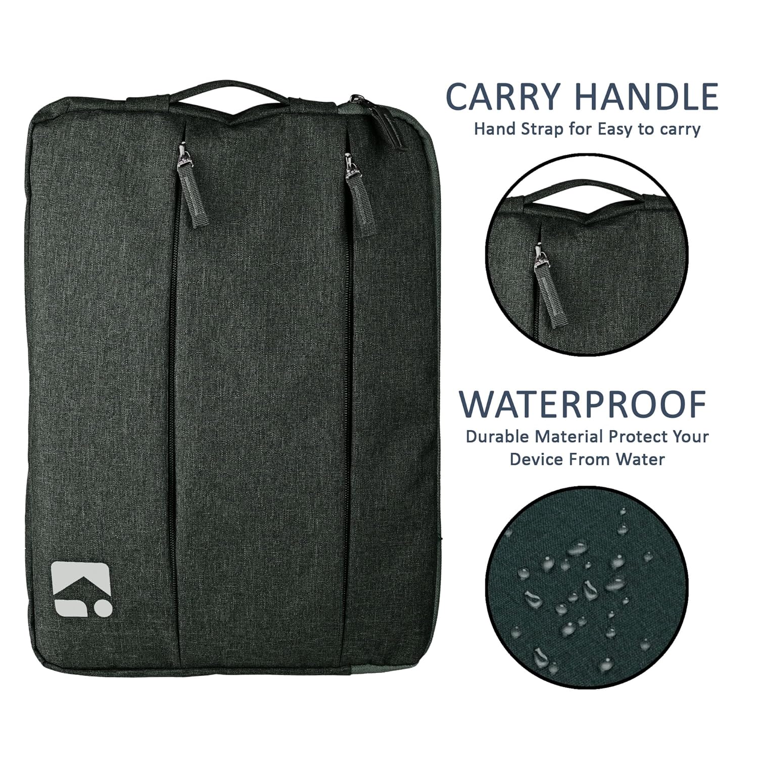 Kuber Industries Nylon Waterproof Laptop Sleeve 14 Inch Compatible with Handle & Accessory Pockets | Computer Pouch/Case/Cover/Safety Bag for Men Office Use | for All Laptop & Notebooks | Dark Grey 13 91bFz4h6 BL. SL1500