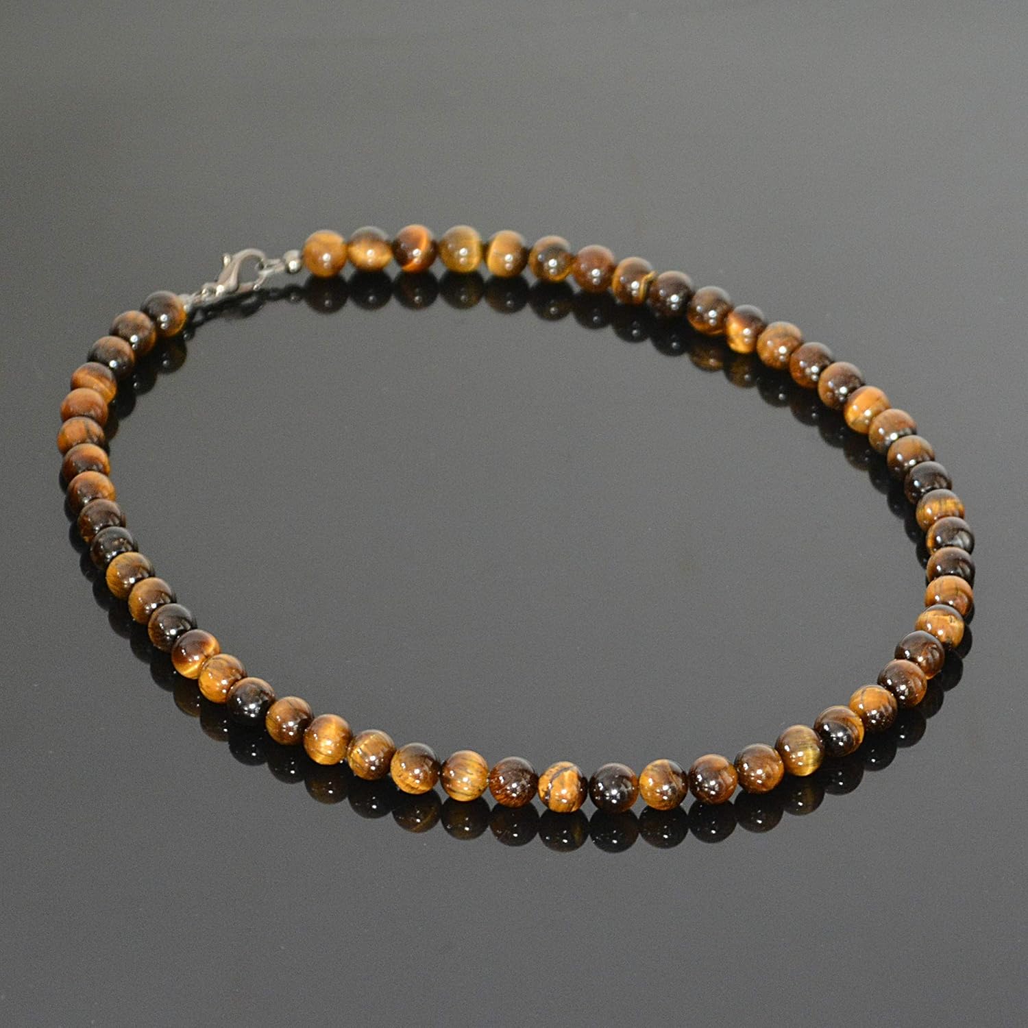 Tigers Eye Handmade Beaded Necklace for Men Natural Stone Jewelry