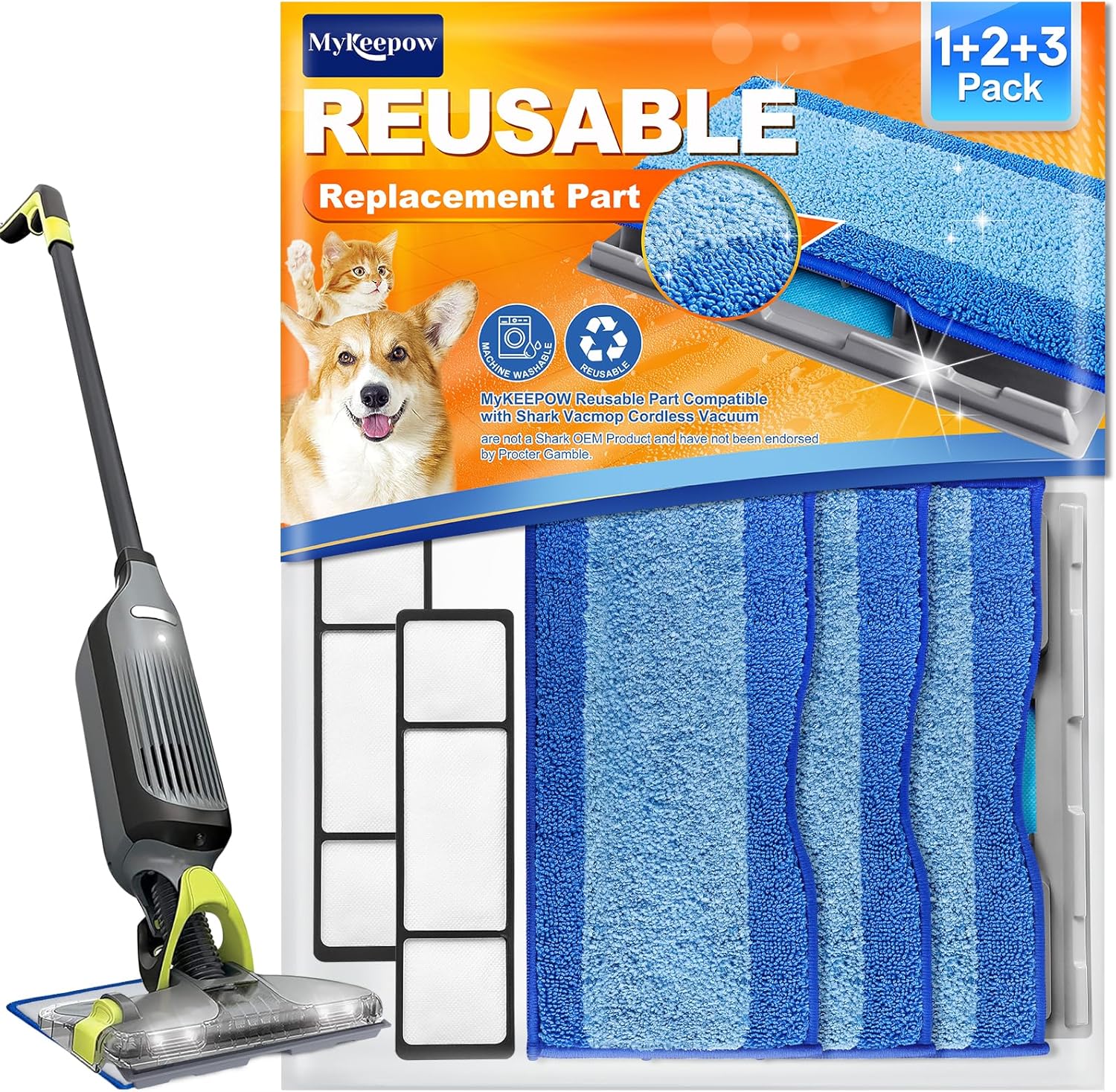 MyKEEPOW Reusable Vacmop pad Replacement for Shark Vacmop