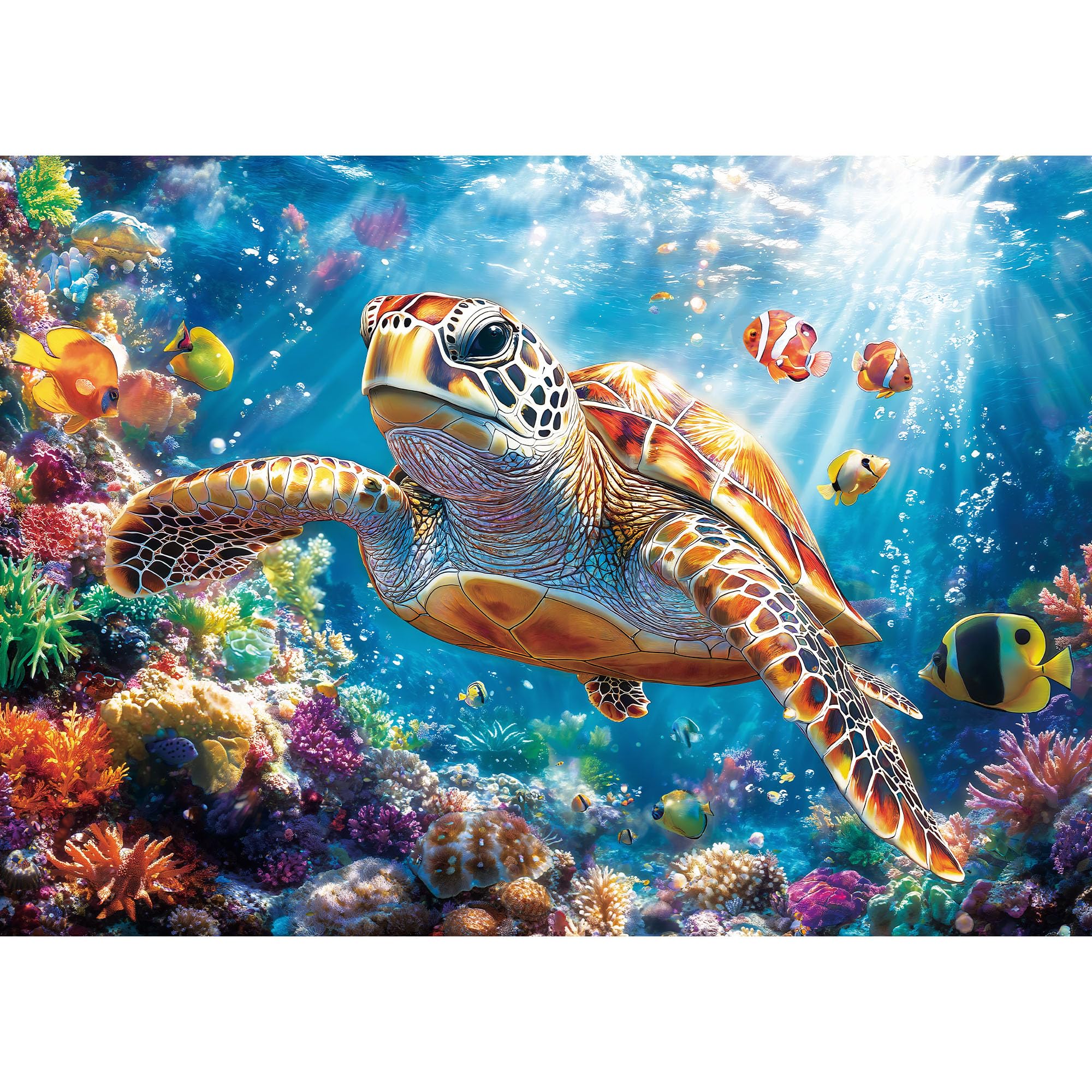 lamplig Puzzles for Adults 1000 Pieces- Sea Turtle Puzzle 1000 Piece, Challenging Ocean Jigsaw Puzzles with Letter on Back, Gifts for Adults, Stress