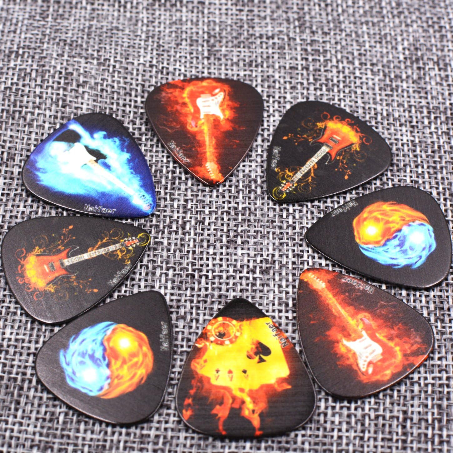 Guitar Picks 0.46 mm 12 Pack,2 Pack Picks Holder Case - Leather(Flame guitar Series)