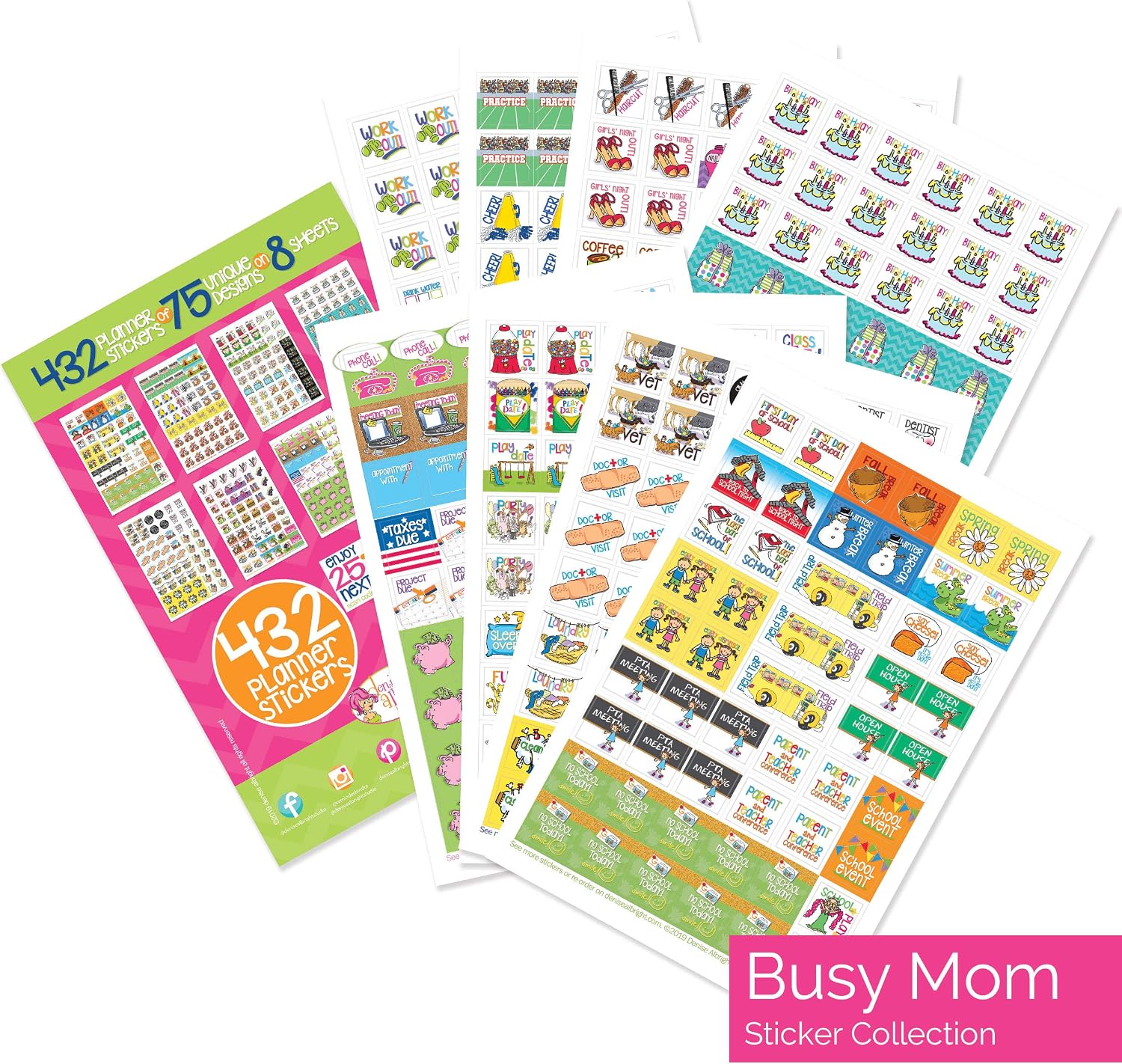 864 Planner Stickers Bundle Set Busy Mom + Every Gal Collection for Every Calendar, Planner and Organizer