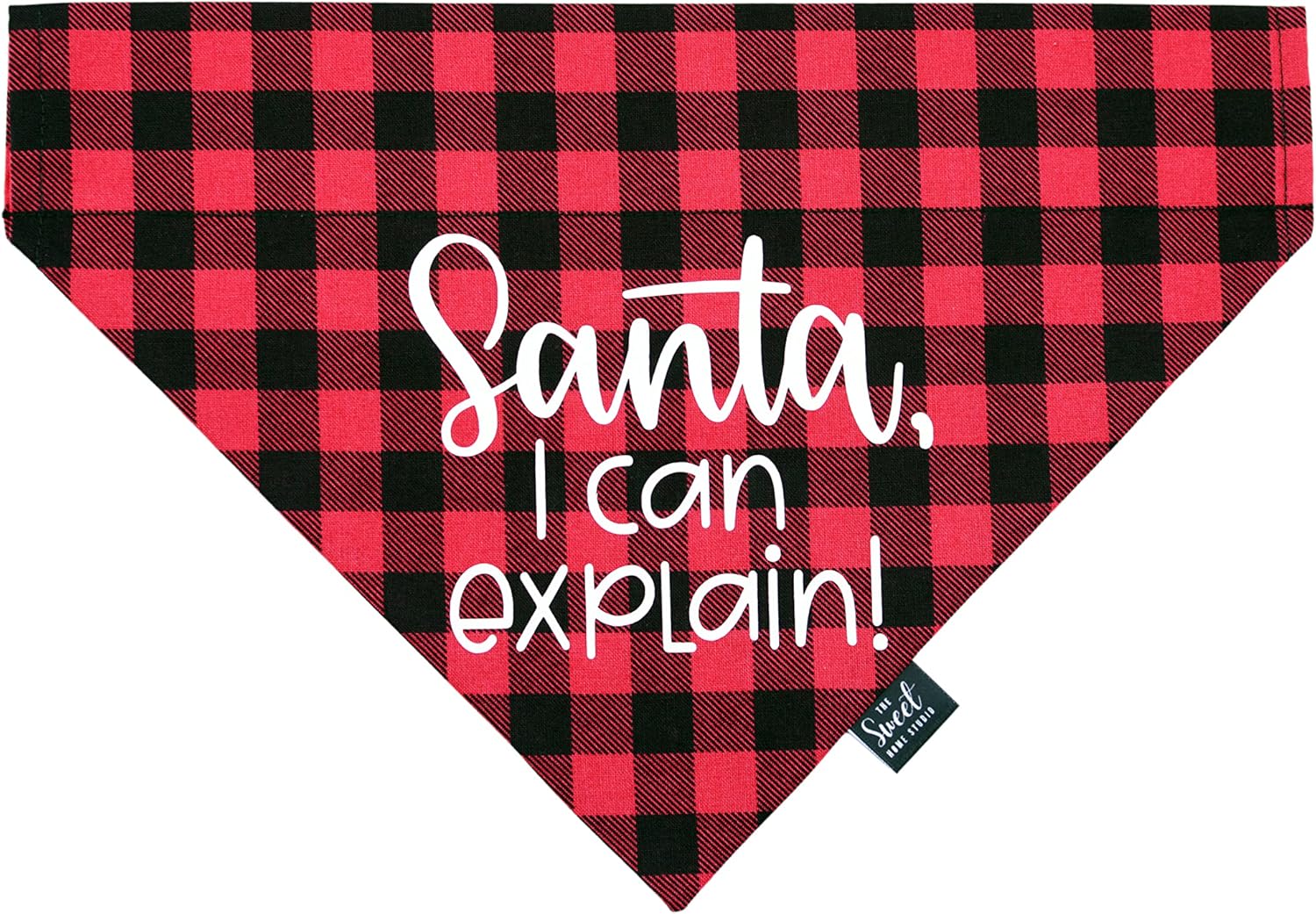 Christmas Over The Collar Dog Bandana, Slip on no tie pet Bandana, Festive X-mas Dog & cat Accessory (Santa, I can Explain!, Large)