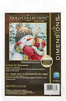 Dimensions A Kiss for Snowman Counted Cross Stitch Kit, 18 Count White Aida, 6" x 6"