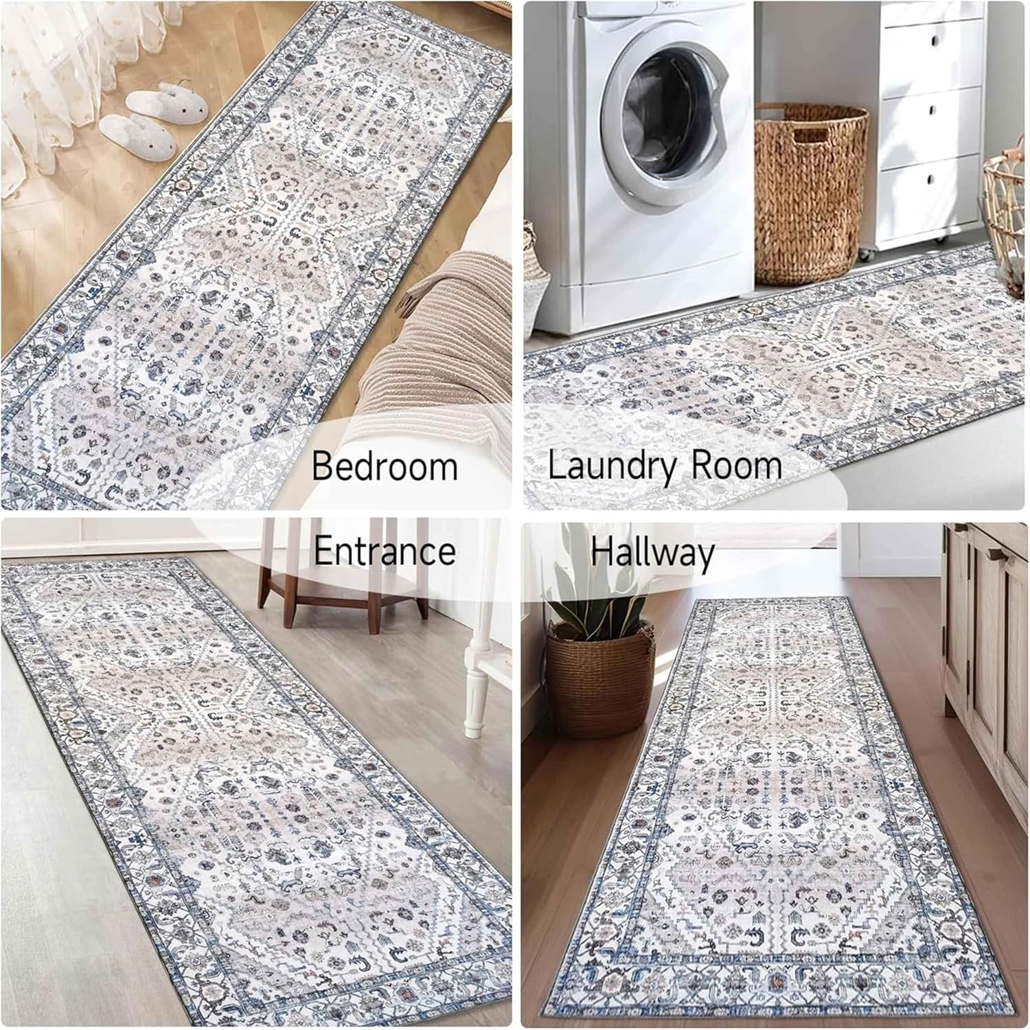 Snowflake Decor Runner Rug Red Merry Christmas Non-Slip Mat Kitchen Soft Washable Non Shedding Indoor Throw Rug for Entryway Laundry Bedroom Holiday Decor Bathroom, 2x4ft