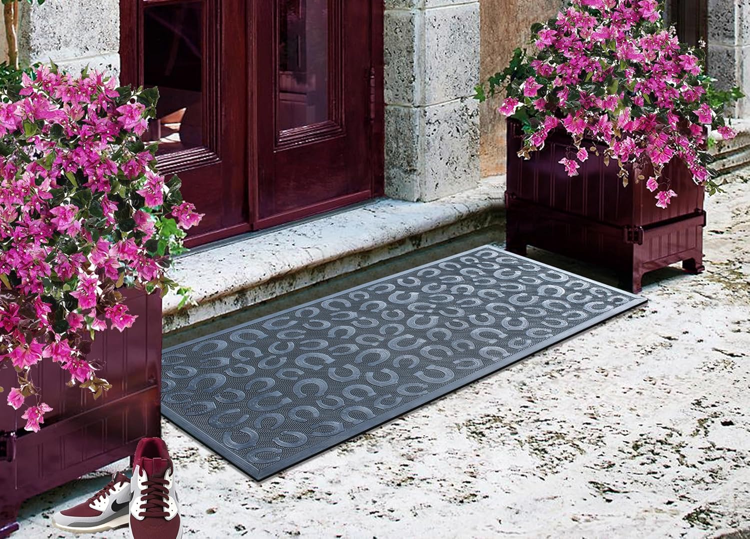 A1 Home Collections Horseshoe Design Rubber Pin Welcome Door Mats 30" x 60" for Door Entrance, Fun Designed Doormat, Welcome Mats for Front Door Non-Slip Backing Rubber Doormat