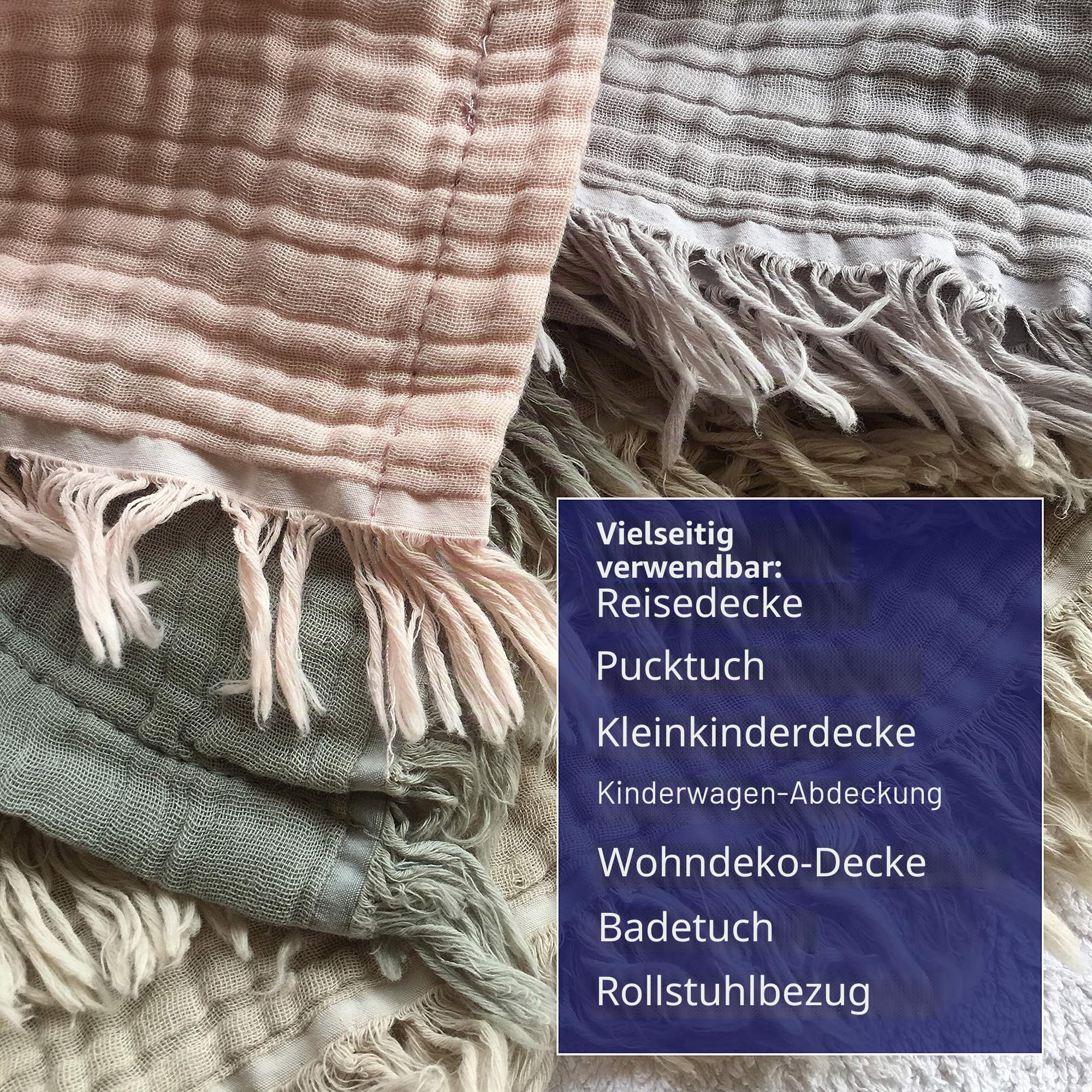 KyraHome Überwurfdecke aus 100% Bio-Musselin-Baumwolle für Couch, Männer, Frauen, Sofa, 4 Schichten, gemütlich, leichte Decke für alle Jahreszeiten (152.4x203.2 cm Altersgrün)