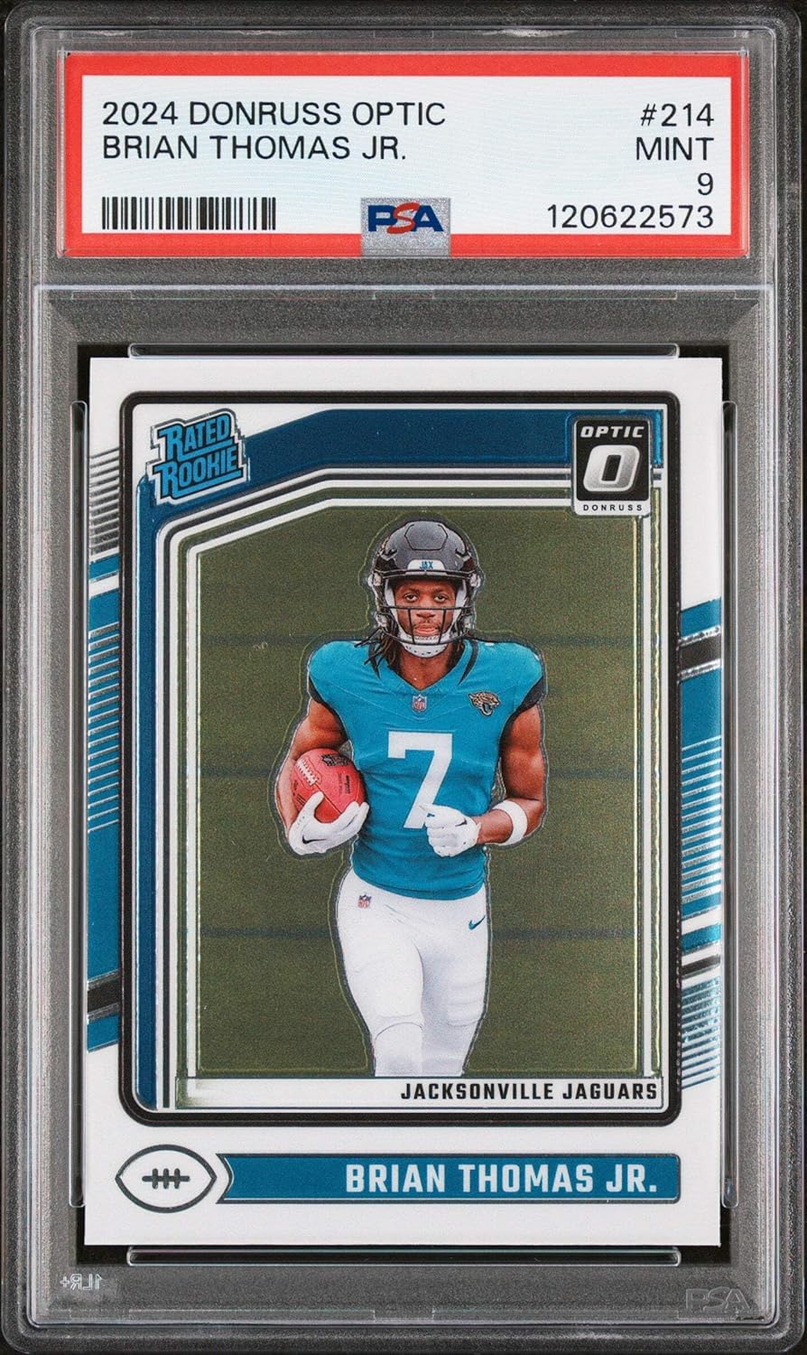 Graded 2024 Panini Donruss Optic Brian Thomas Jr. #214 Rookie RC Football Card PSA 9 Mint