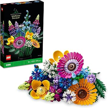 LEGO Botanicals Kır Çiçekleri Buketi 10313 – Yetişkinler için Peygamber Çiçeği, Lavanta, Gelincik Dahil 8 Tür Çiçek İçeren Dekoratif Model Yapım Seti, Sevgililer Günü Hediyesi Fikri (939 Parça)