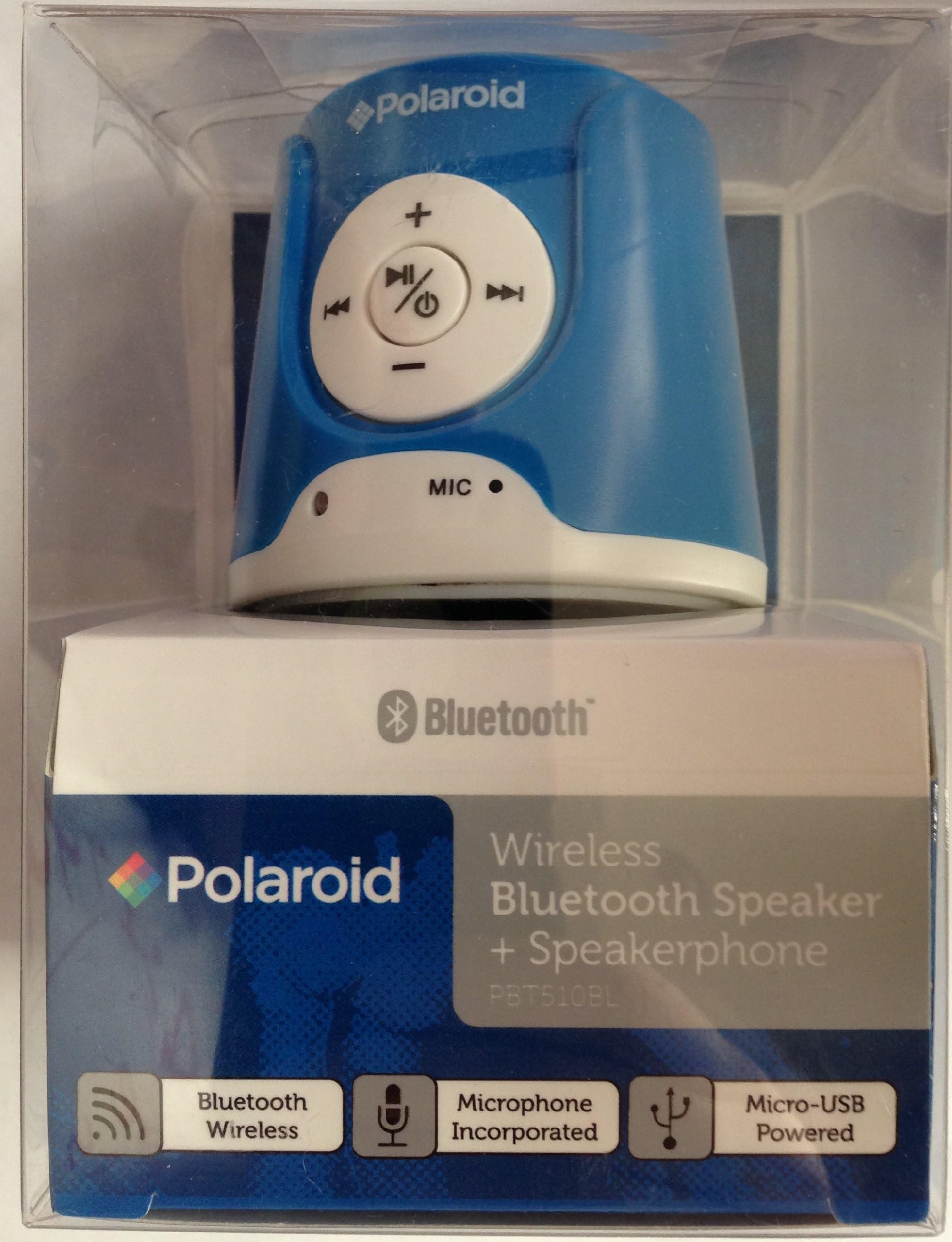 Polaroid Rechargeable Wireless Bluetooth Speaker with Mic - Blue