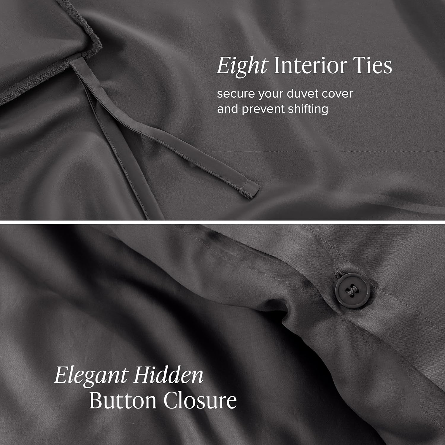 Bare Home Tencel Duvet Cover Set - Lyocell Derived from Eucalyptus - Ultra Soft 2 Piece Bedding Duvet Cover & Pillow Shams (Twin/Twin XL, Forged Iron Grey)