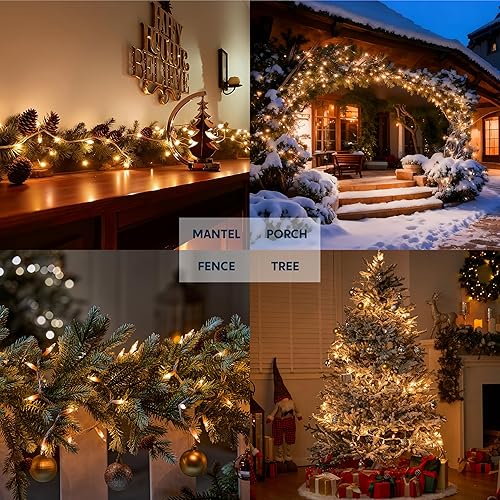 Miniatura 8 de Joiedomi Luces de Navidad transparentes para exteriores, 100 luces para árbol de Navidad para interiores, color blanco cálido, cadena de luces de