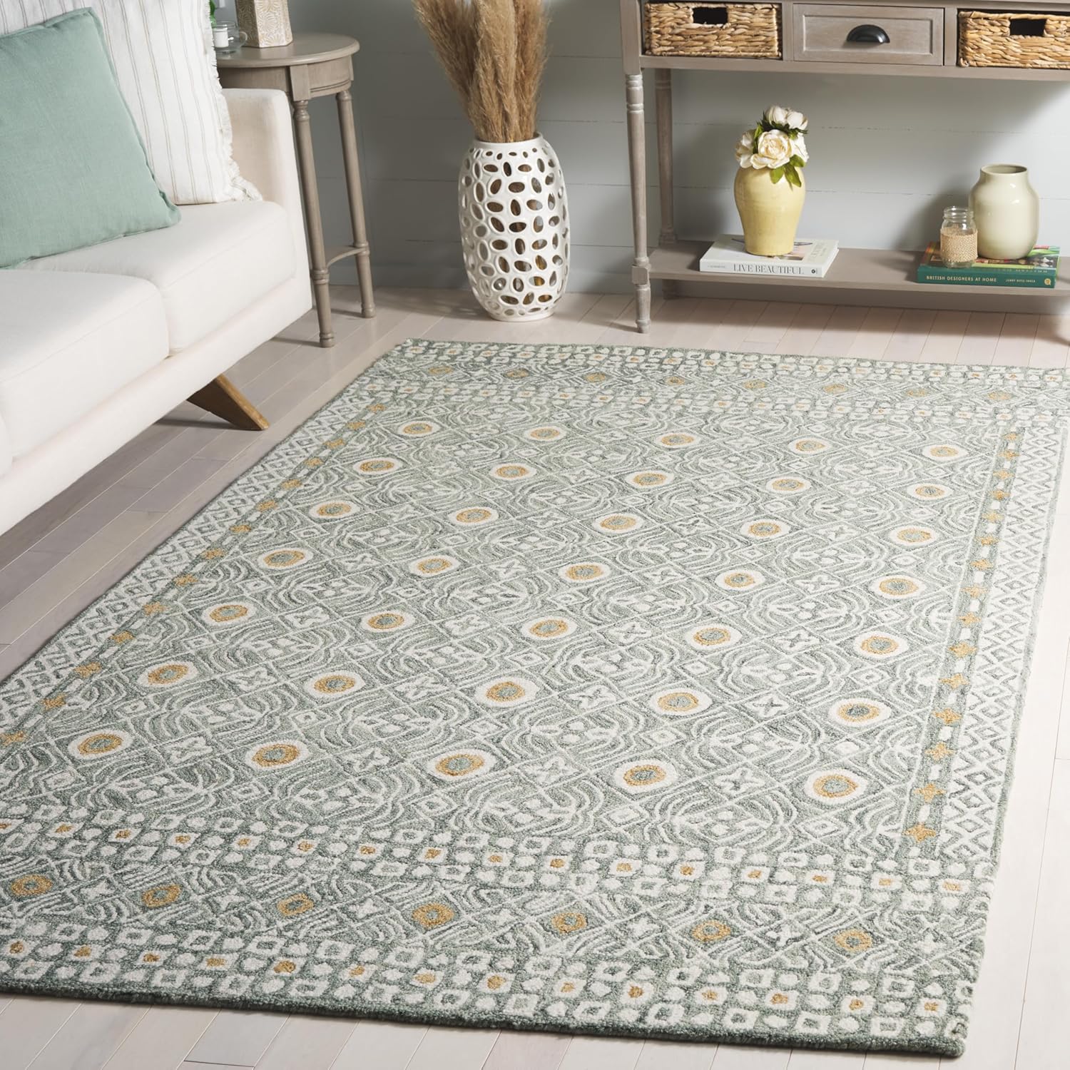 SAFAVIEH Micro-Loop Collection Area Rug - 5' x 8', Charcoal & Ivory, Handmade Wool, Ideal for High Traffic Areas in Living Room, Bedroom (MLP801H)