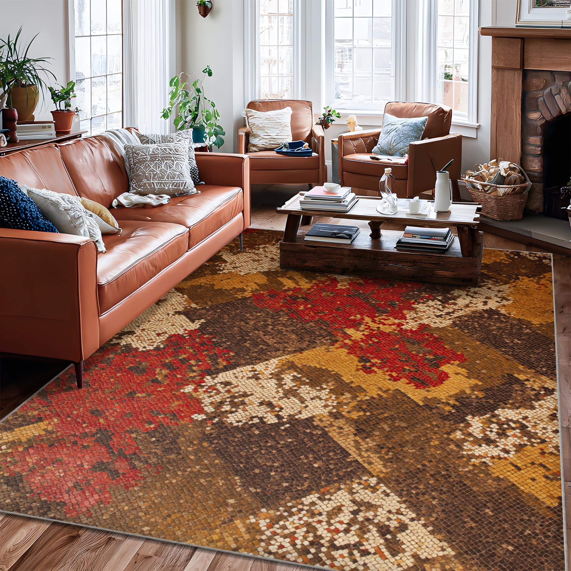 Tapis à fleurs rustiques d'automne de qualité supérieure pour grand salon
