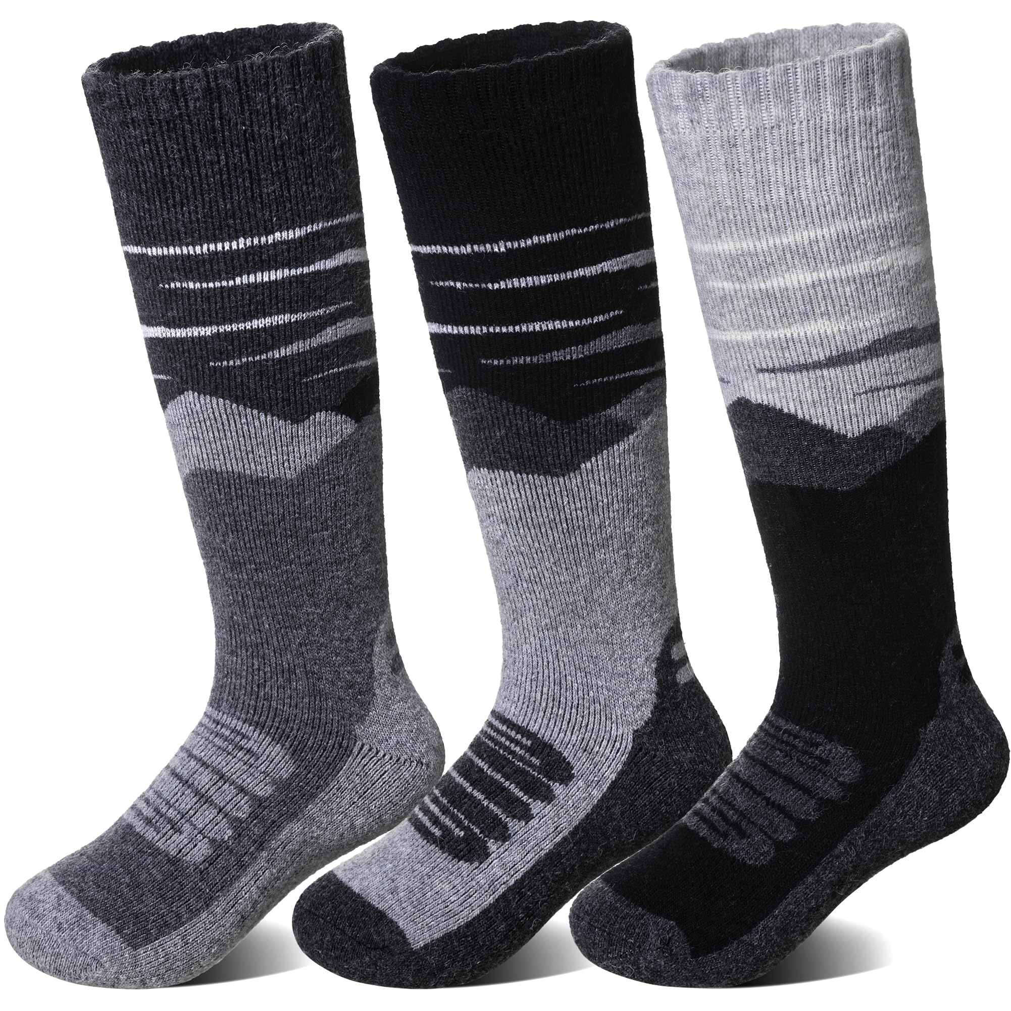 SeeyAN Kids Merino Wool Ski Socks Boys Girls Thermal Warm Boot Thick Winter 3 Pairs Cozy Socks For Skiing &amp; Snowboarding