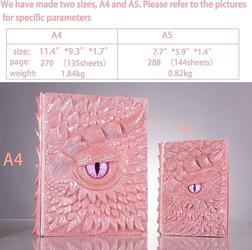 Miniatura 6 de AILEADING Cuaderno de dragón 3D con diseño de ojo de dragón en relieve, cuaderno de escritura grabado de resina, diario retro, bloc de notas diario