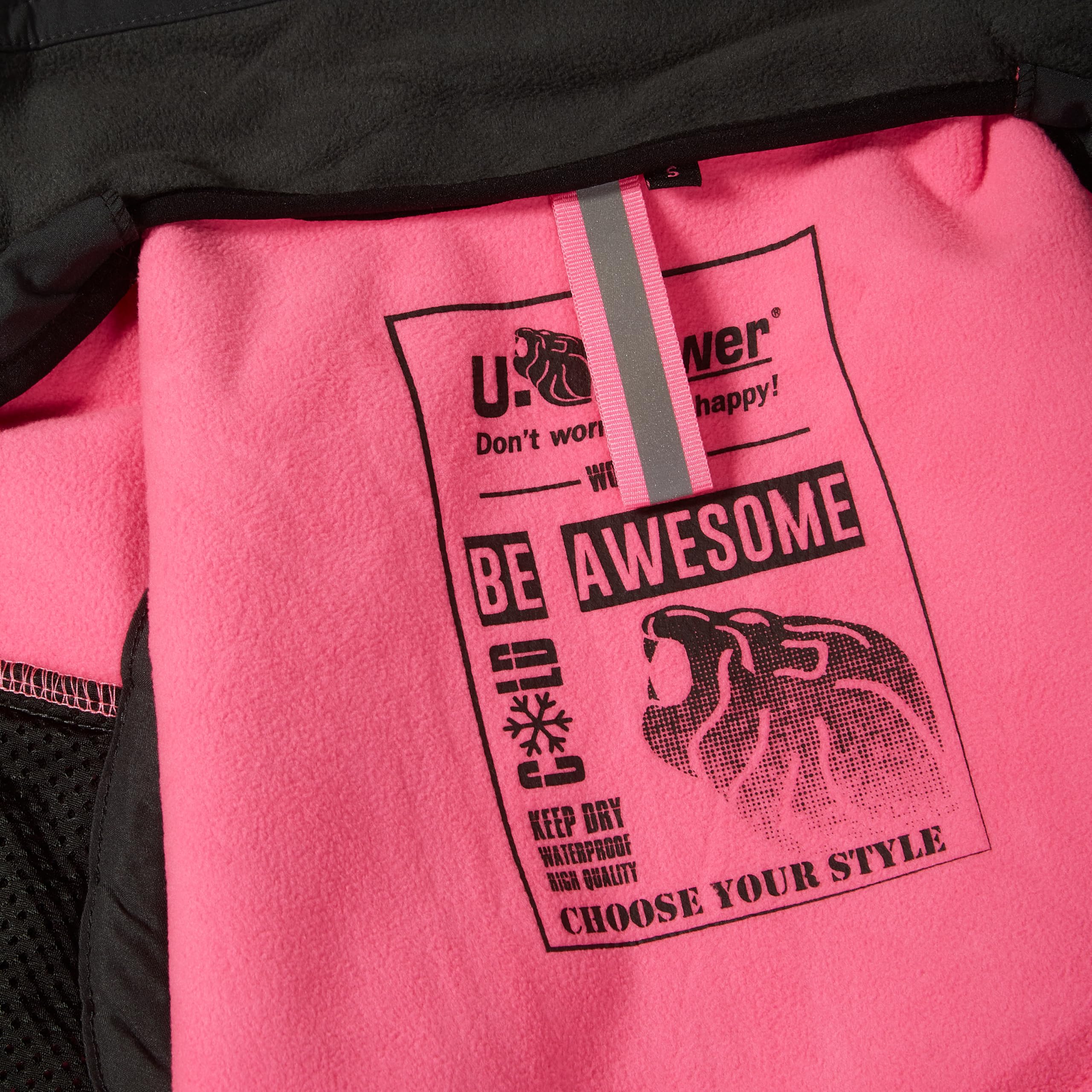 U-Power SPACE, Giacca Softshell, con Cappuccio Staccabile, Tasche Ampie, Full Zip, Antivento, Impermeabile, Tessuto Resistente, Confortevole (GREY FUCSIA - M)