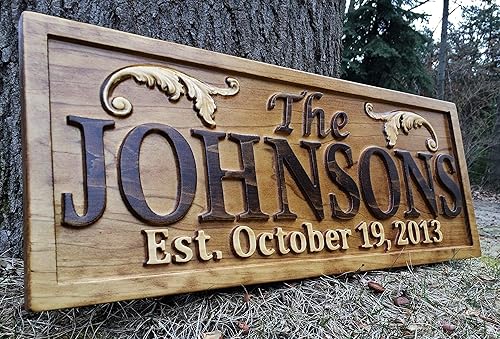 Personalized Lake House Sign Custom Wood Sign Carved Last Name Wooden Signs Home Décor 3D Cabin Rustic Lakehouse Personalized Wedding Gift