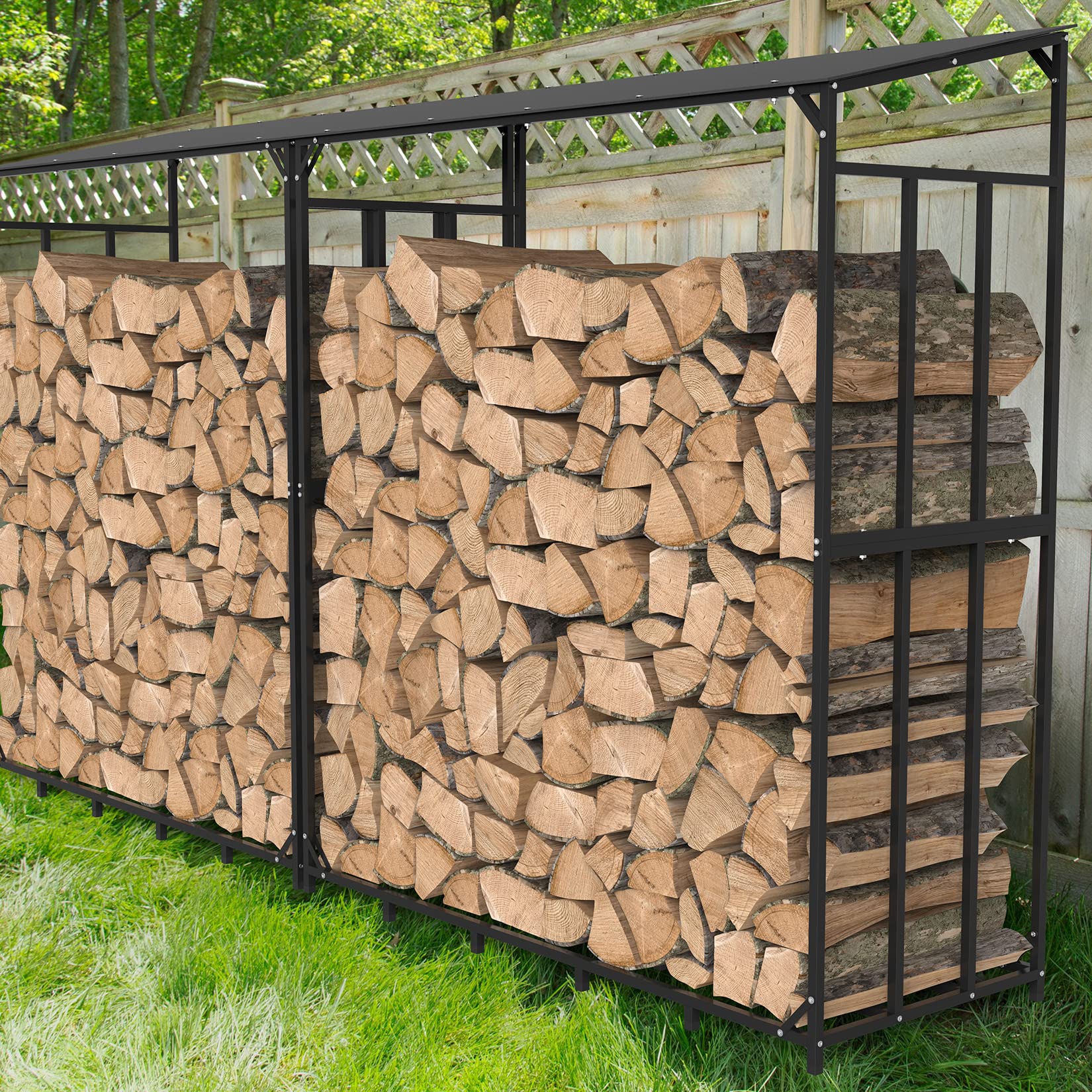 unho Metall Kaminholzregal Feuerholzregal Brennholzregal Anthrazit XXL Garten Kaminholzunterstand 1,66 m³ Kaminholzlager Stapelhilfe Aussen