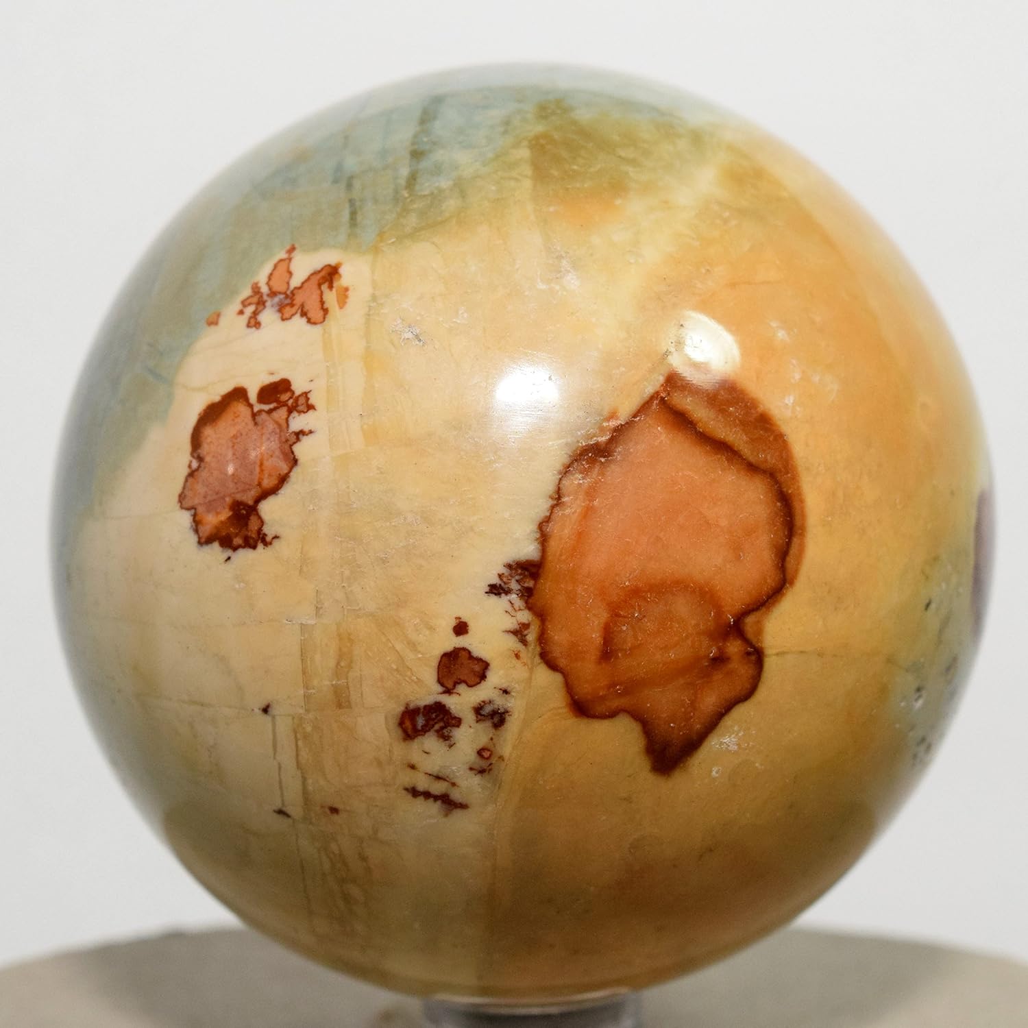 HQRP 67mm Multicolor Polychrome Jasper Sphere Green Orange Brown Natural Crystal Polished Mineral Stone Ball - Madagascar + Plastic Stand