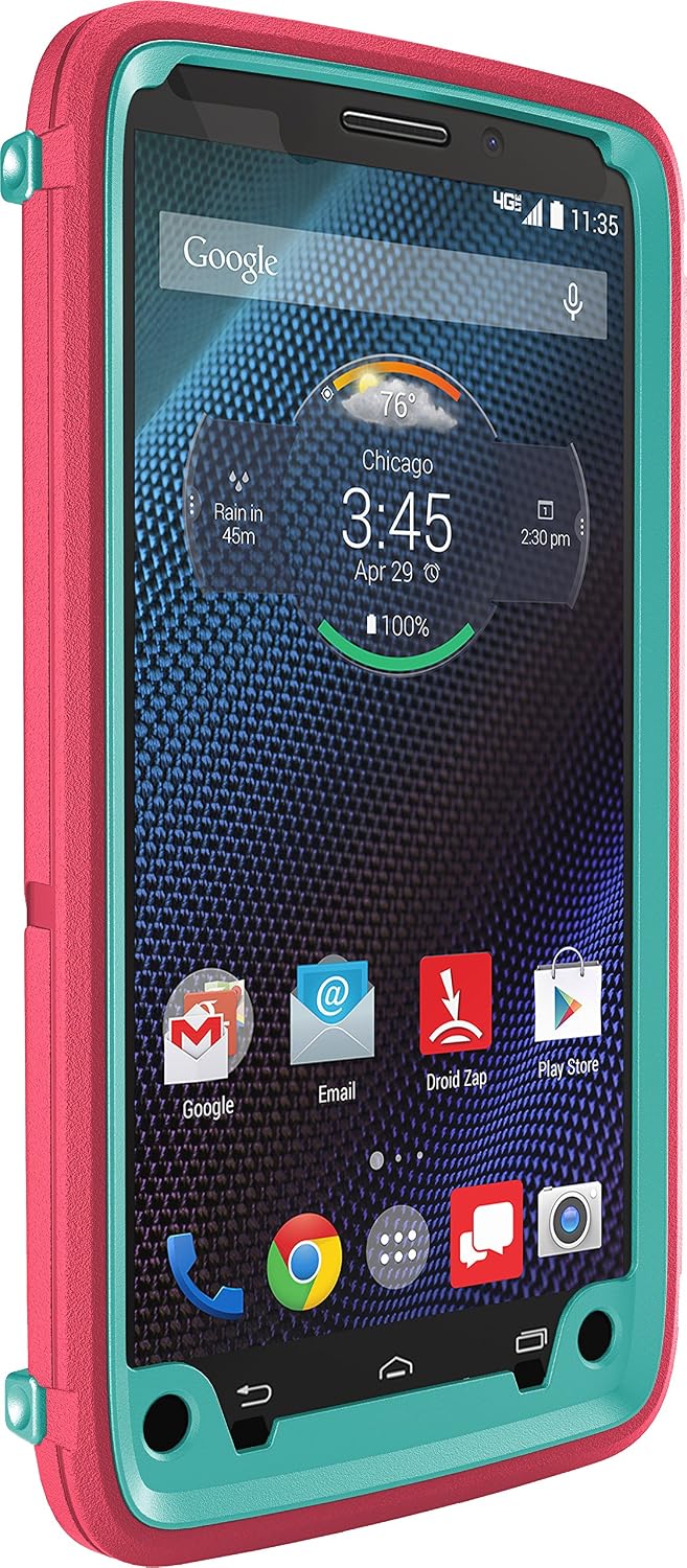 Otterbox Droid Turbo Defender Series Case - Retail Packaging - Teal Rose