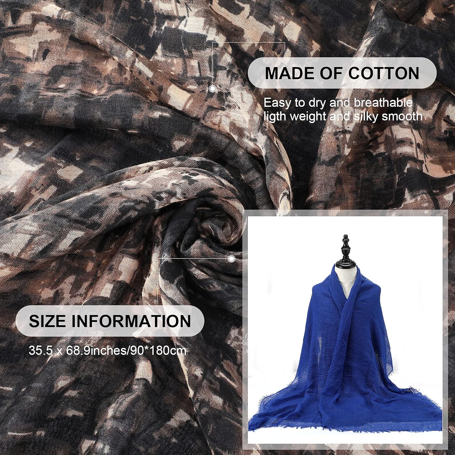 Geyoga 9 Pieces Head Wraps for Black Women Stretchy Turban Scarf Soft Long Scarves Juneteenth Turban Wrap for African Women - Image 3