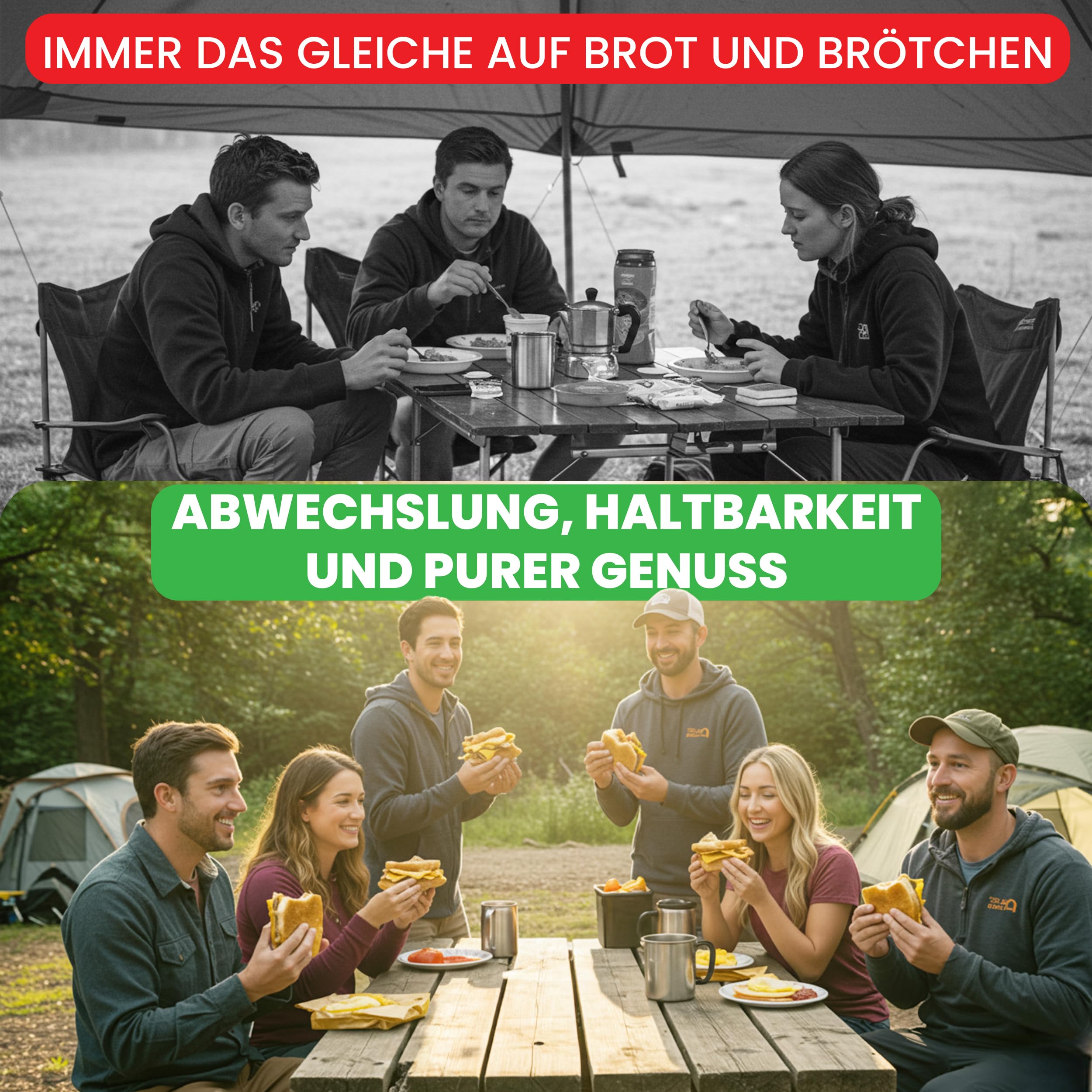 Genussleben Frühstücksbox herzhafte Verführung mit 500g köstlicher, haltbarer Wurst für Camping, Outdoor, Frühstück oder Zelten