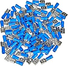 Goobay 17004 Flachsteckhülsen 100er Set / Steckmaß 6,4 x 0,8 mm / Steckverbinder bis 15A / Flachstecker teilisoliert / Kabelverbinder für max. 2,5 mm² / Kabelschuh Blau
