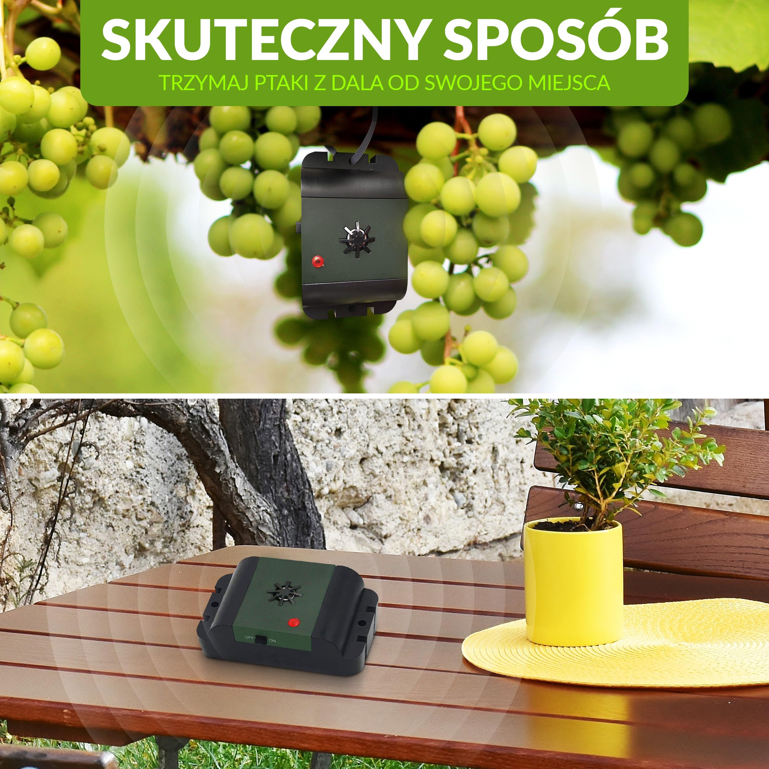 ISOTRONIC Ultradźwiękowy odstraszacz ptaków i gołębi – Bateryjny – Na balkon, dach i do ogrodu – Skuteczny na wróble, mewy i wrony – Zasięg 40 m² (3 sztuki)