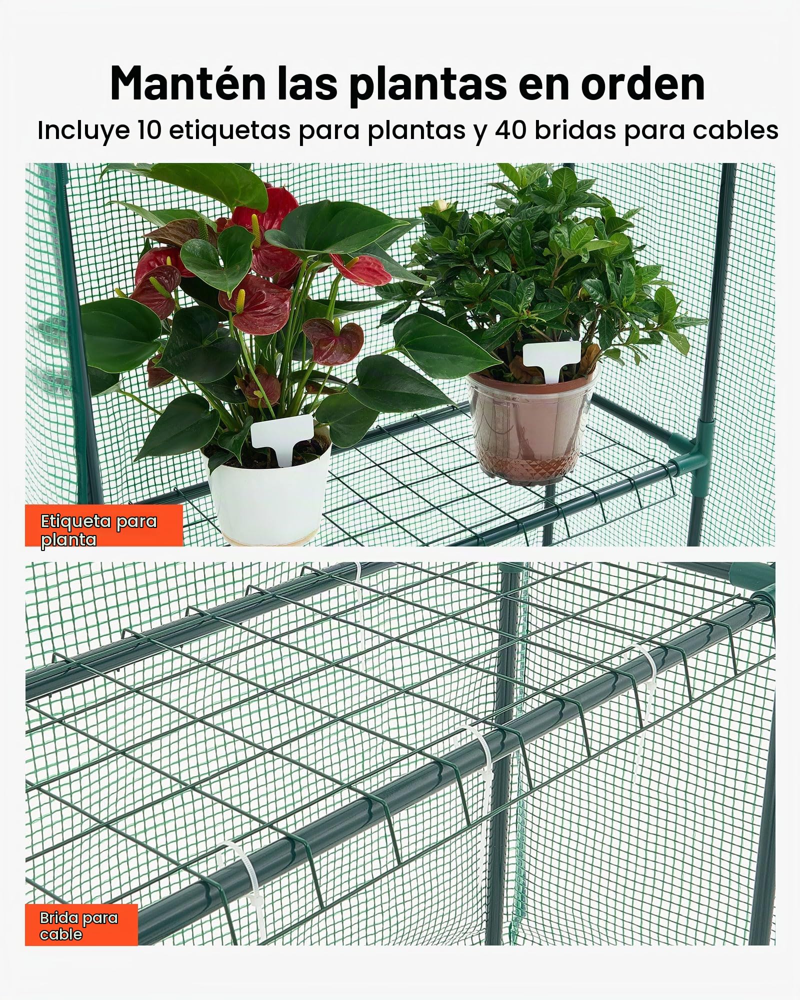 VEVOR Invernadero de Jardín 141x74,5x205 cm Carpa Lona de PE de Alta Resistencia para Plantas con 4 Estantes, Puerta y Ventanas Marco de Acero Montaje Fácil Ideal para Plantar Flores Almacenamiento