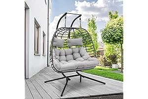 Double Swing Hanging Egg Chair with Stand