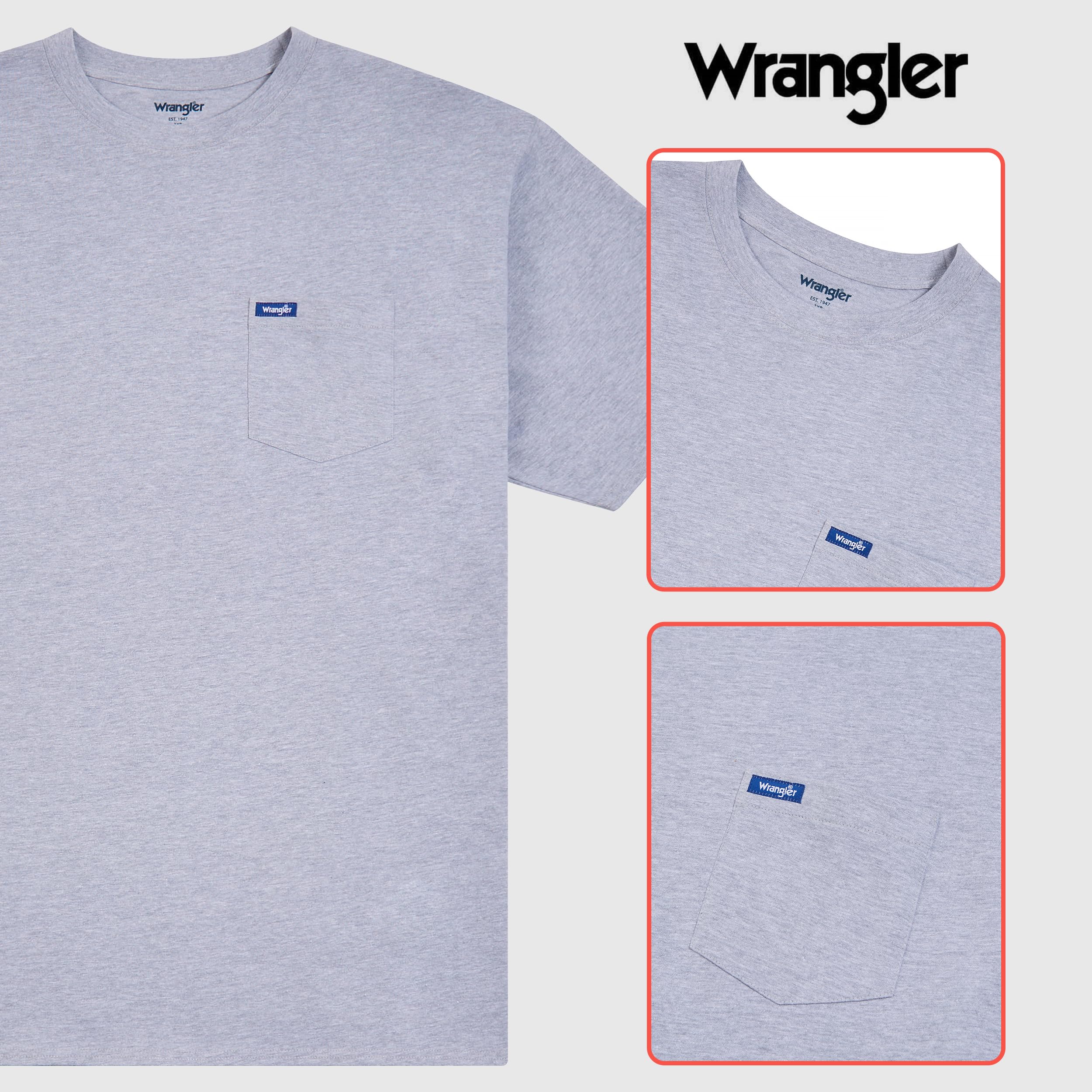 Wrangler męskie bawełniane koszulki T-shirt w dużych rozmiarach (Big & Tall) z kieszonką na piersi, 2 szt