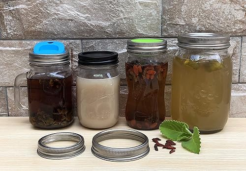 Miniatura 7 de Bandas de tornillo de acero inoxidable plateadas resistentes a la corrosión y sin BPA para tarros de masón, bolas, conservas (paquete de 12, boca