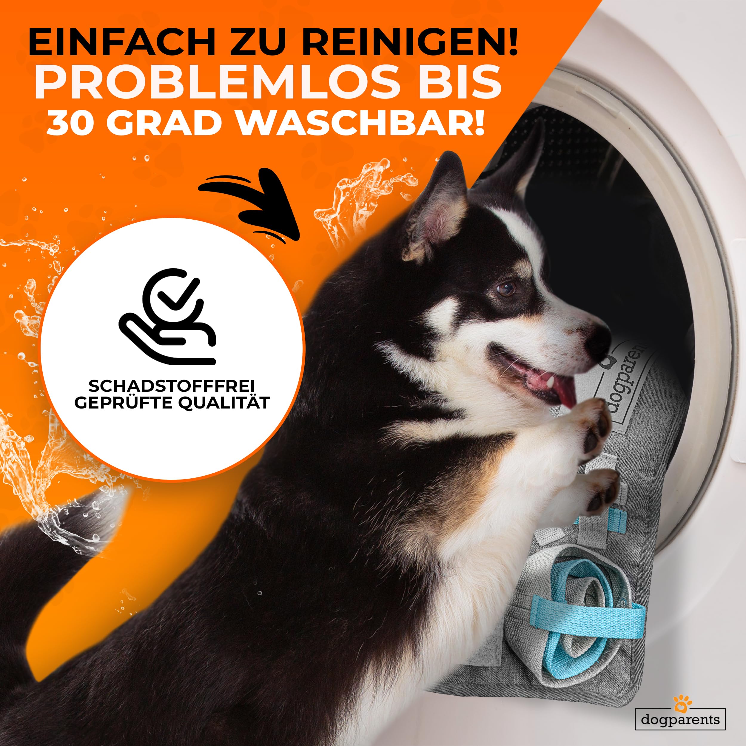 DOGPARENTS® Schnüffelteppich für Hunde groß & klein [12 VERSTECKE] Hunde Beschäftigung EXTRA ROBUST Schnüffelteppich Hund & Katze - Schnüffelmatte Hund blau