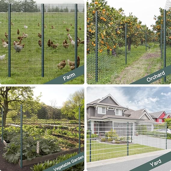 3 Feet Metal Fence Post, Pack of 5, Heavy Duty Garden Fence Posts T Post, No Dig U-Post for Garden, Yard, Patio Fencing