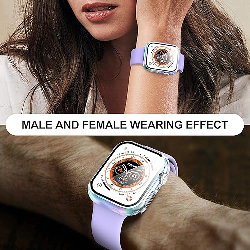 Vista 45 de Paquete de 2 fundas protectoras de pantalla de vidrio templado para Apple Watch Series 6/5/4/Series SE/SE 2/SE 3 de 1.575 pulgadas, funda protectora