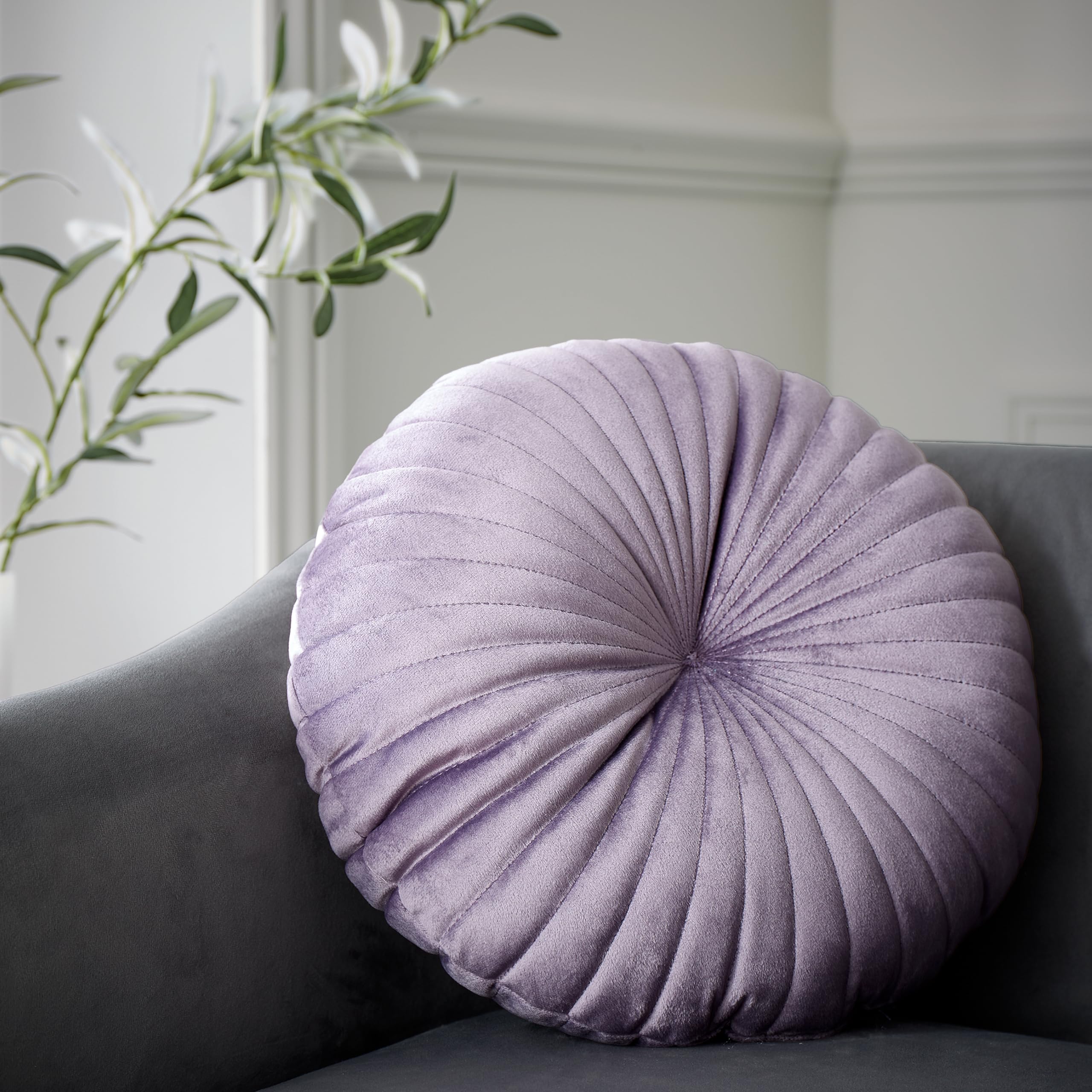 Catherine Lansfield So Soft Velvet Touch Round Cushion - Lilac