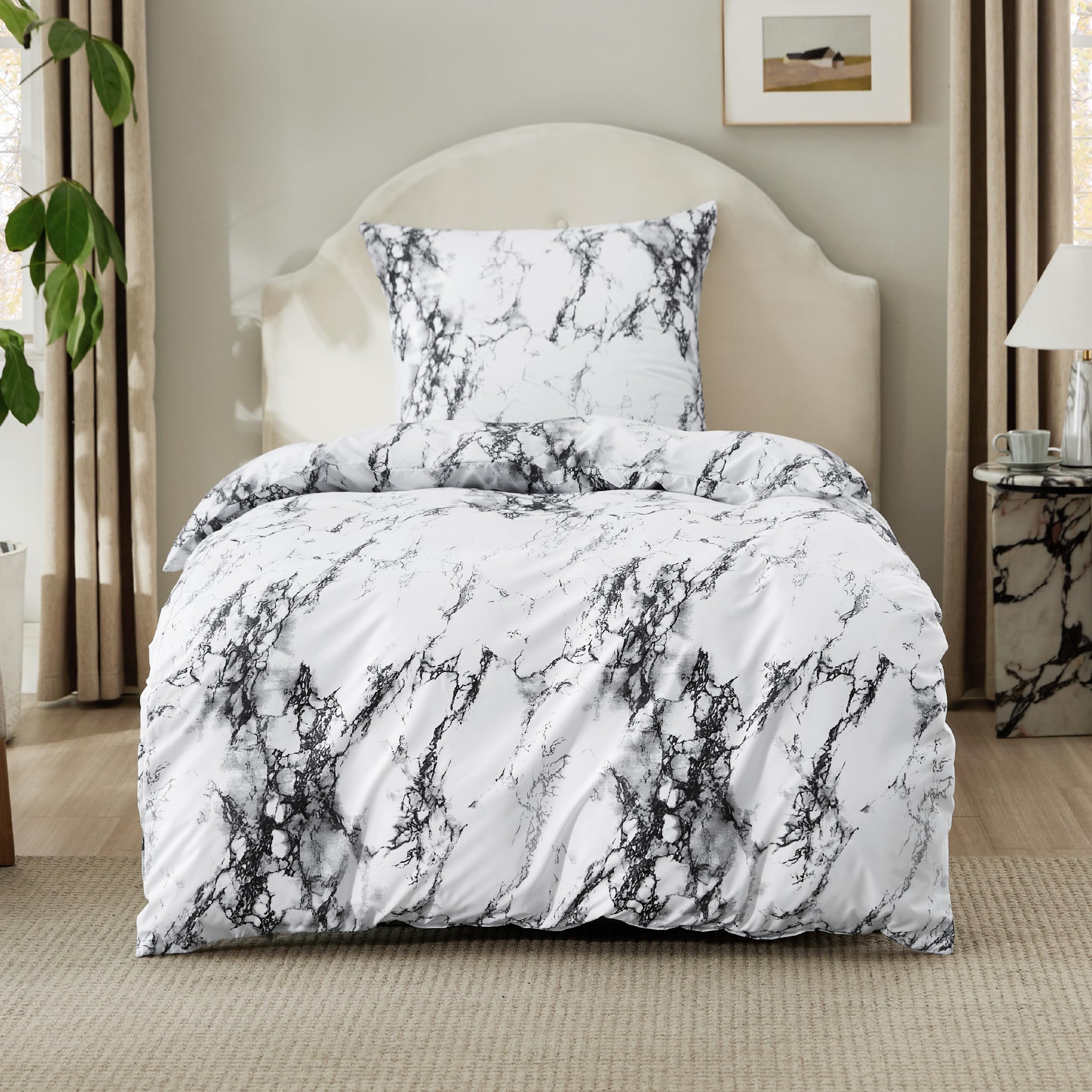 BEDSURE Bettwäsche Bettbezug - Muster Bettwäsche-Sets mit Kissenbezüge, ÖKO-TEX Bedding für Doppelbett mit Reißverschluss