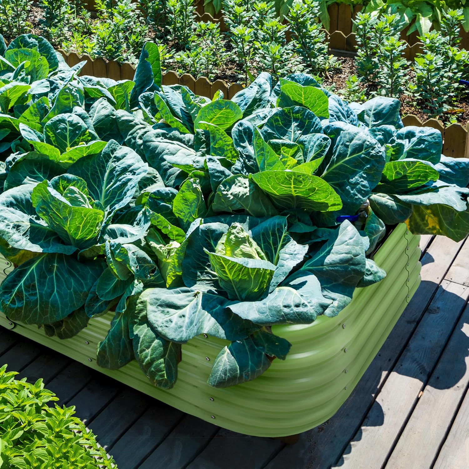 VASGOR 17" Tall Metal Raised Garden Bed, 9-in-1 Modular Design, 8ft x 2ft Aluzinc Planter Box for Vegetables, Herbs & Flowers, Heavy-Duty Anti-Rust Open-Bottom Raised Beds for Gardening (Olive Green)