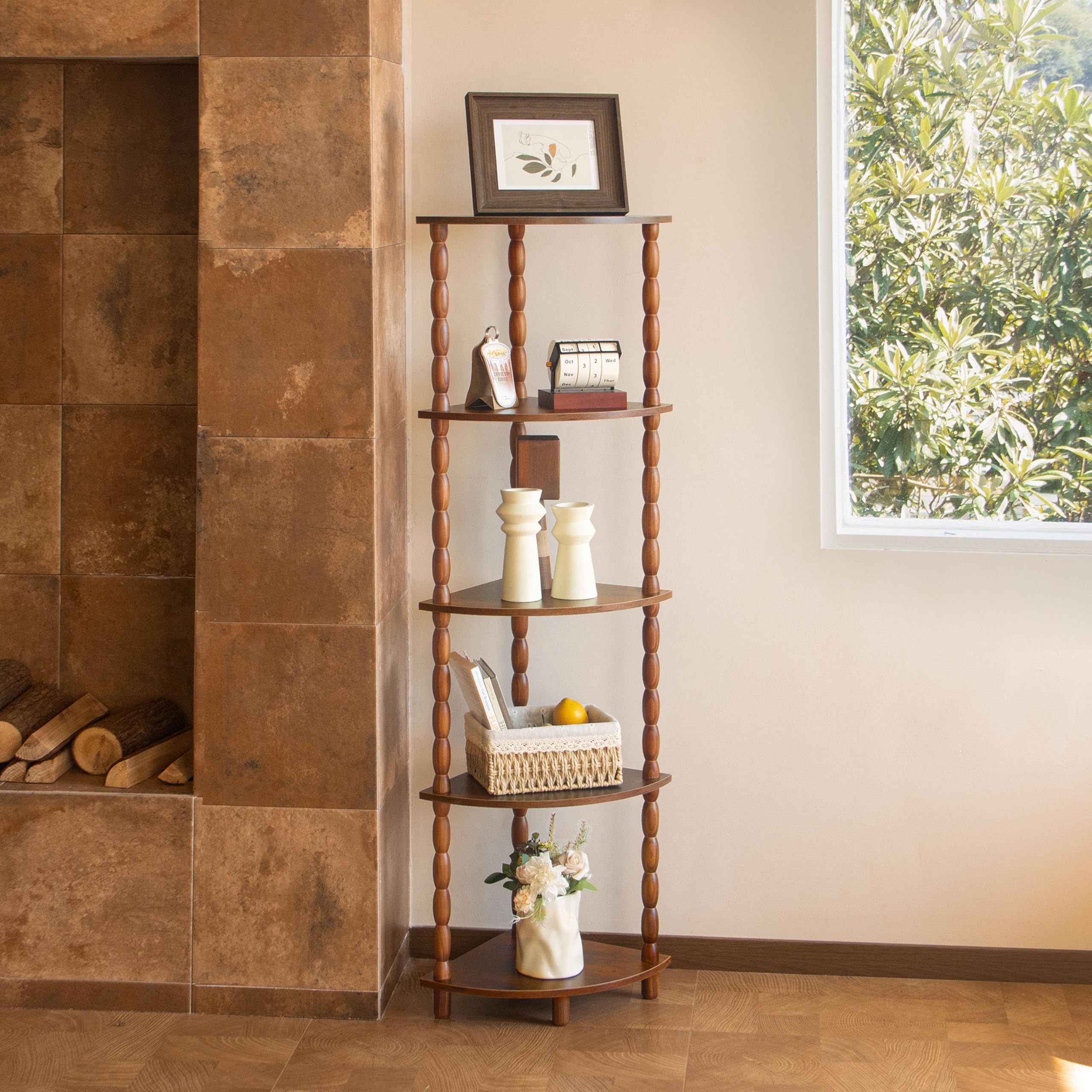 Best Corner Shelf Wood Picks for 2026 1 MaxSmeo Corner Shelf, 5-Tier Corner Bookshelf for Small Spaces, Stylish Corner S — product photo