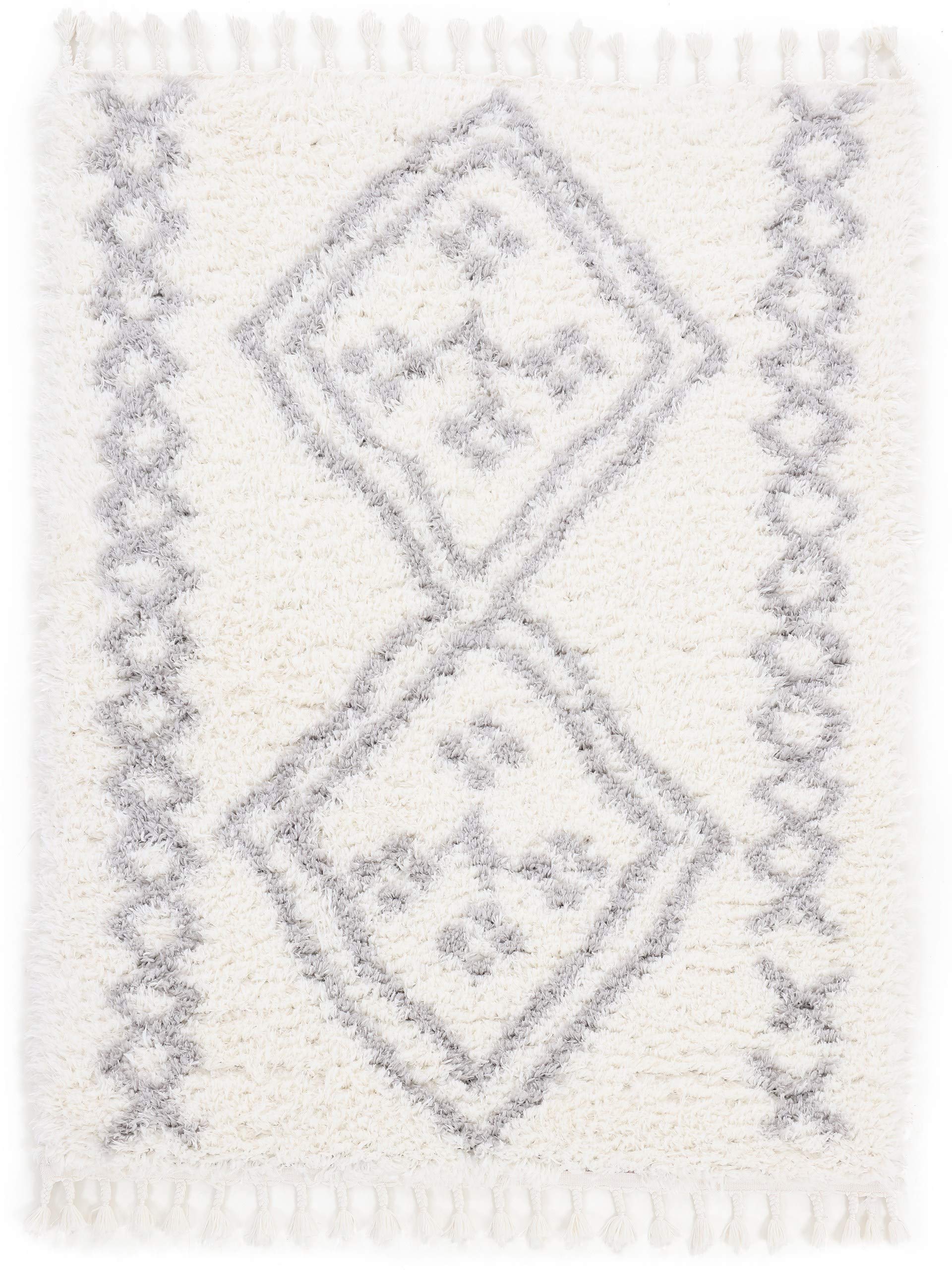 CarpetFine Alfombra Pelo Largo Fiona Blanco 160x230 cm | Alfombra Moderna para salón y Dormitorio