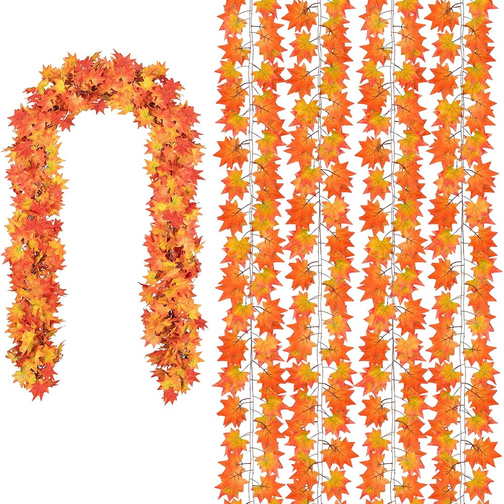 2/mo Finance 8 Pack Fall Garland Maple Leaf Garland, 7Ft/Piece