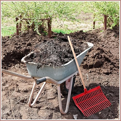 Miniatura 6 de Lasnten 6 cabezales de repuesto de horquilla de estiércol, cabeza de horquilla de 18 dientes con tornillos y tuercas, rastrillo de estiércol de