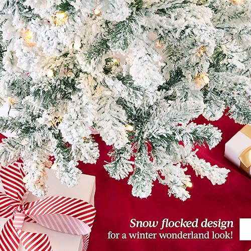 Miniatura 58 de Best Choice Products Árbol de Navidad rosa preiluminado de 6 pies, abeto completo con nieve artificial, decoración navideña con 250 luces, 928