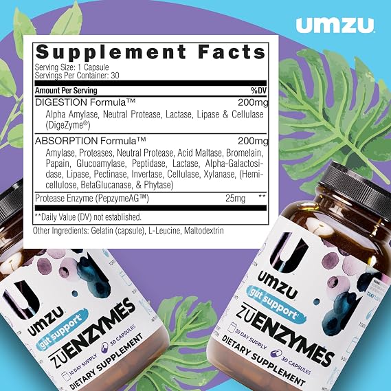 UMZU zuEnzymes Digestive Enzyme Supplement, 30 Day Supply