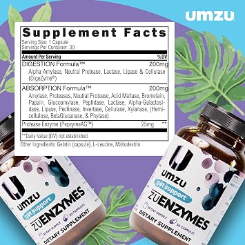 UMZU zuEnzymes Digestive Enzyme Supplement, 30 Day Supply