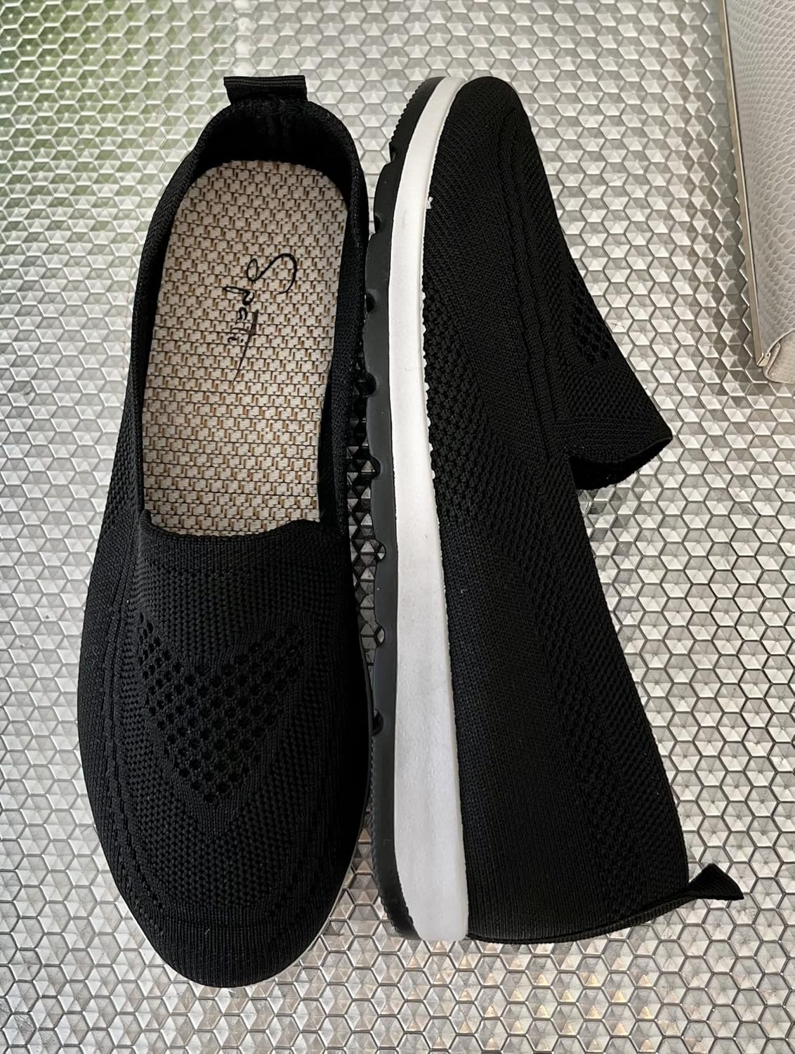 SPATI Women's Knitting Flat Shoes Walking Shoes Comfort Loafers Breathable Mesh Female Round Toe Black, Pink, Purple, Red