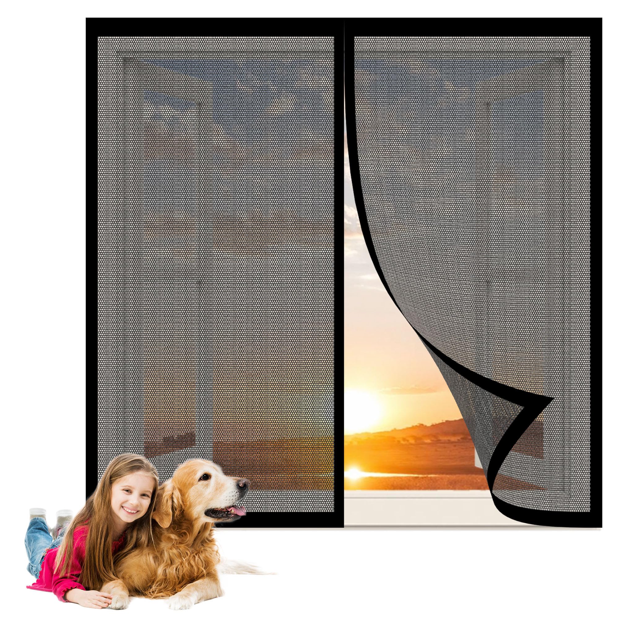 Moustiquaires pour Fenêtre 72 x 98 cm Moustiquaire sur Mesure pour Empêcher Les Insectes D'Entrer pour Fenetre Portes, Noir